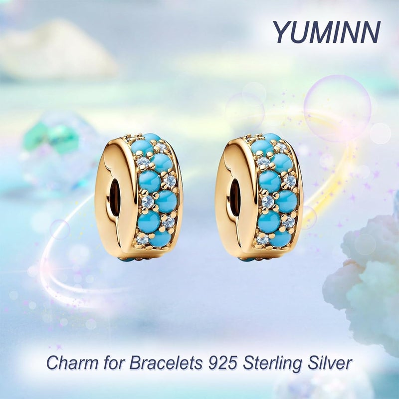 YUMINN سحر فضة استرلينية 925 للأساور، سحر الحب والقلب، خرز متدلي من زهور الكرز، مجوهرات للنساء - Image 2